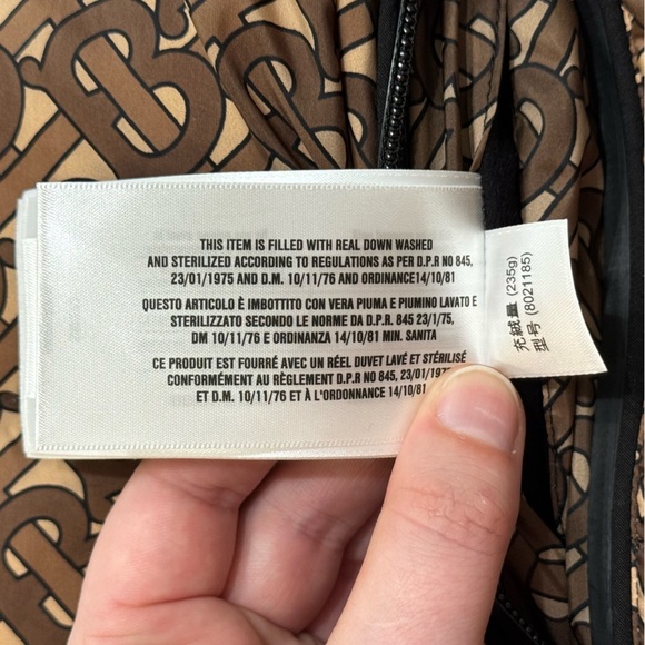 Burberry Monogram Down Puffer Coat Detachable Sleeve Tan Brown XXXL - Picture 12 of 15